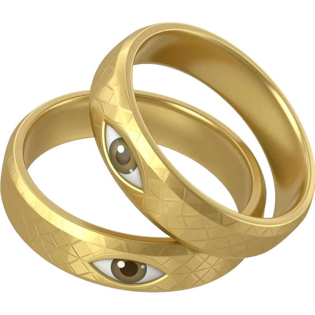 two gold rings over lapping with eyes on them emoji