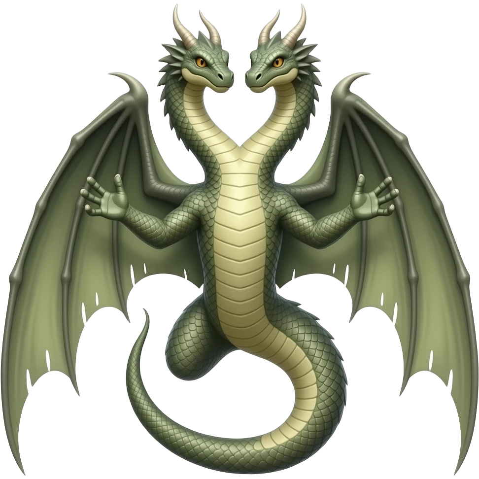 serpent with wings and arms and two heads, one  in her tail emoji