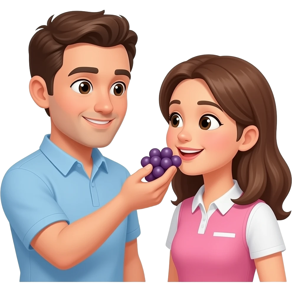 Men feeding Grape to woman emoji