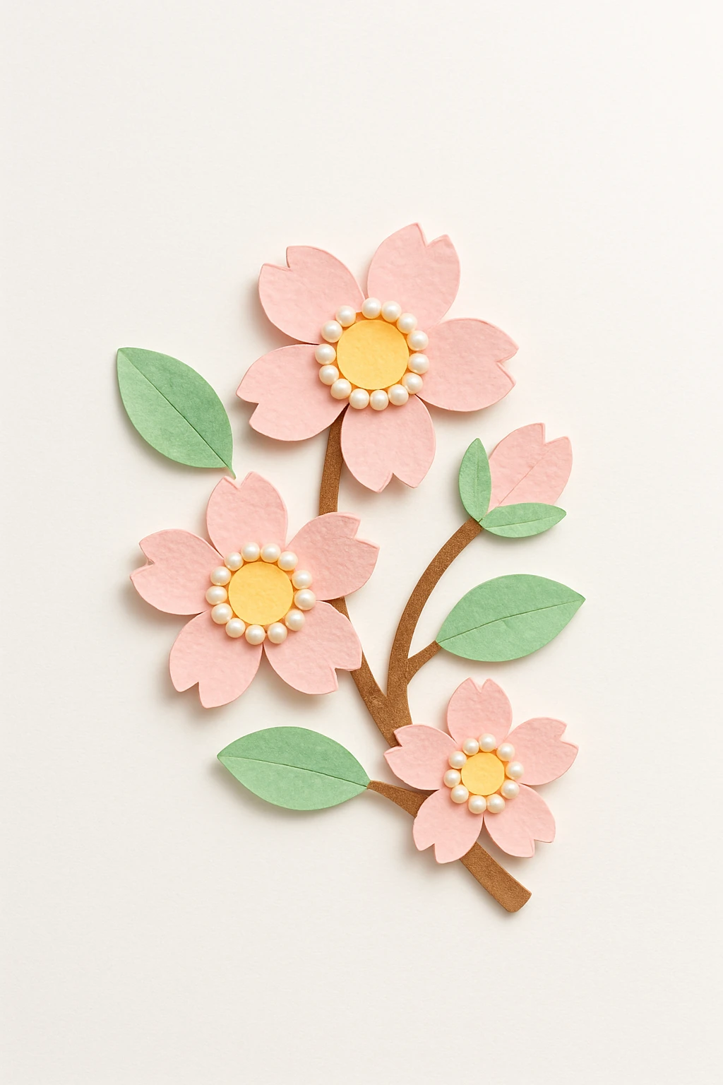 pastel sakura branch with a pearl border, paper craft style emoji