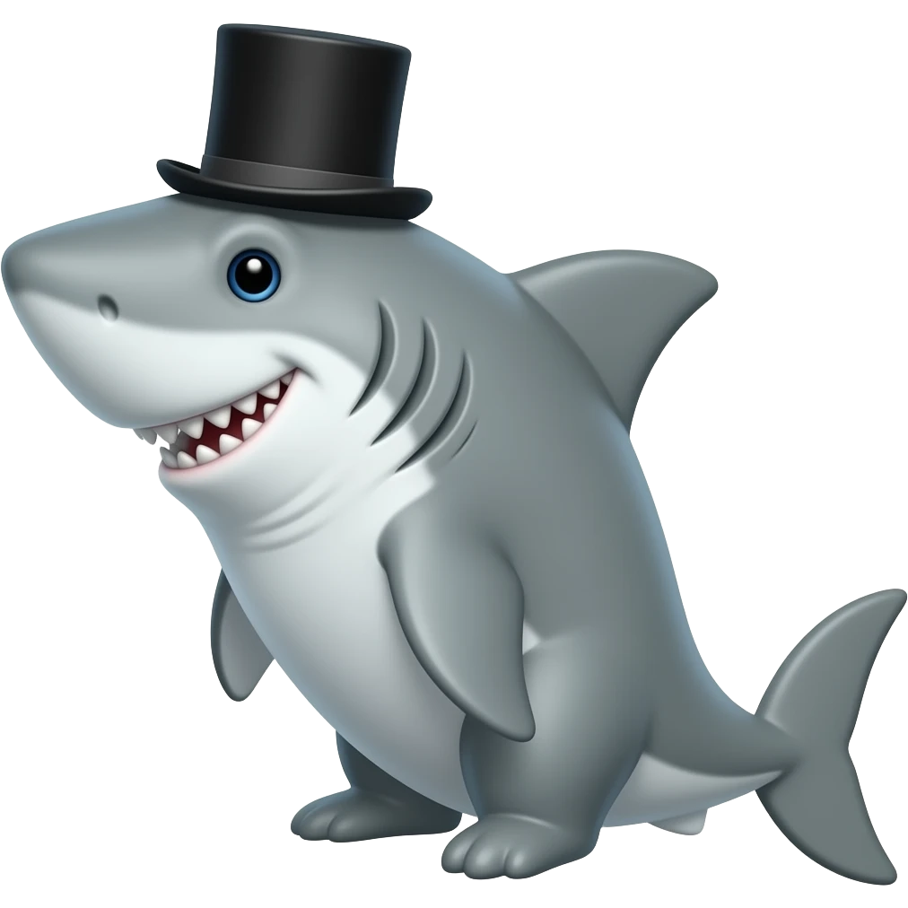 Shark with a top hat emoji