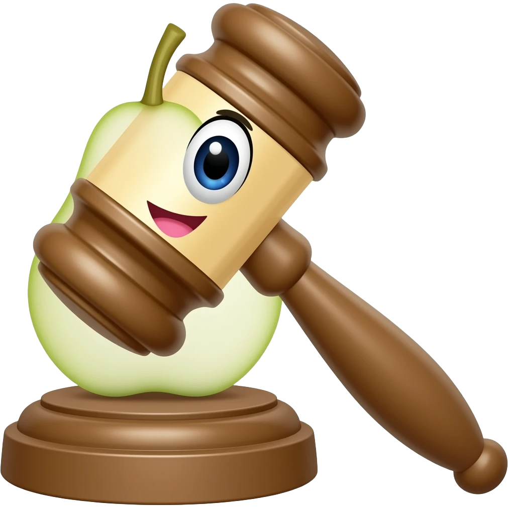 gavel with eyes and mouth and peard emoji