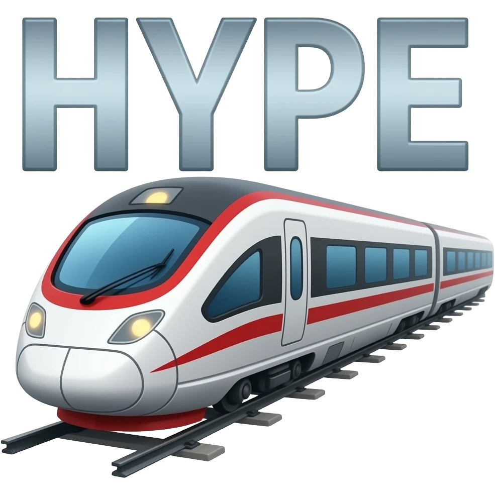 write "HYPE" above an image of a high speed train emoji