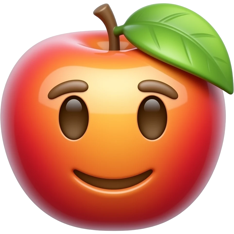 glossy emoji face as fruits that doesn’t have a nose emoji