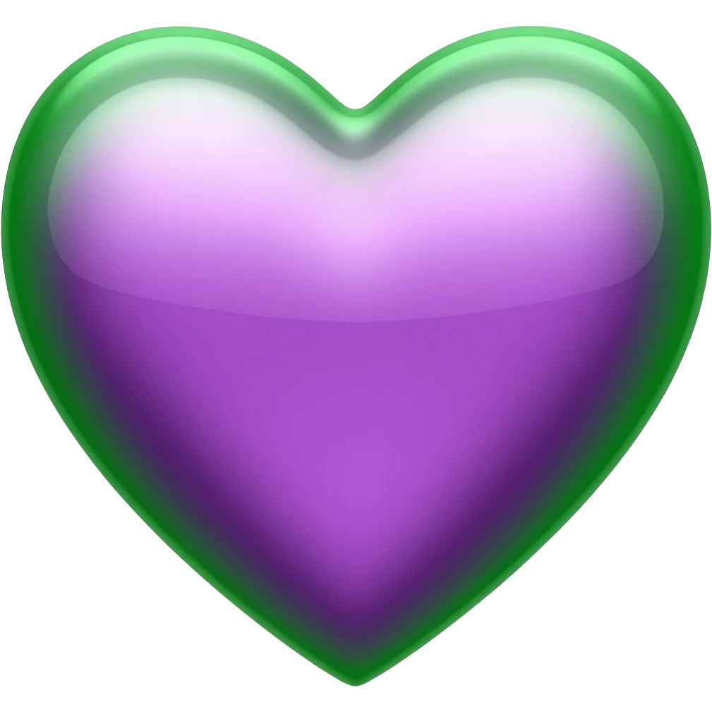 neon green and purple heart emoji