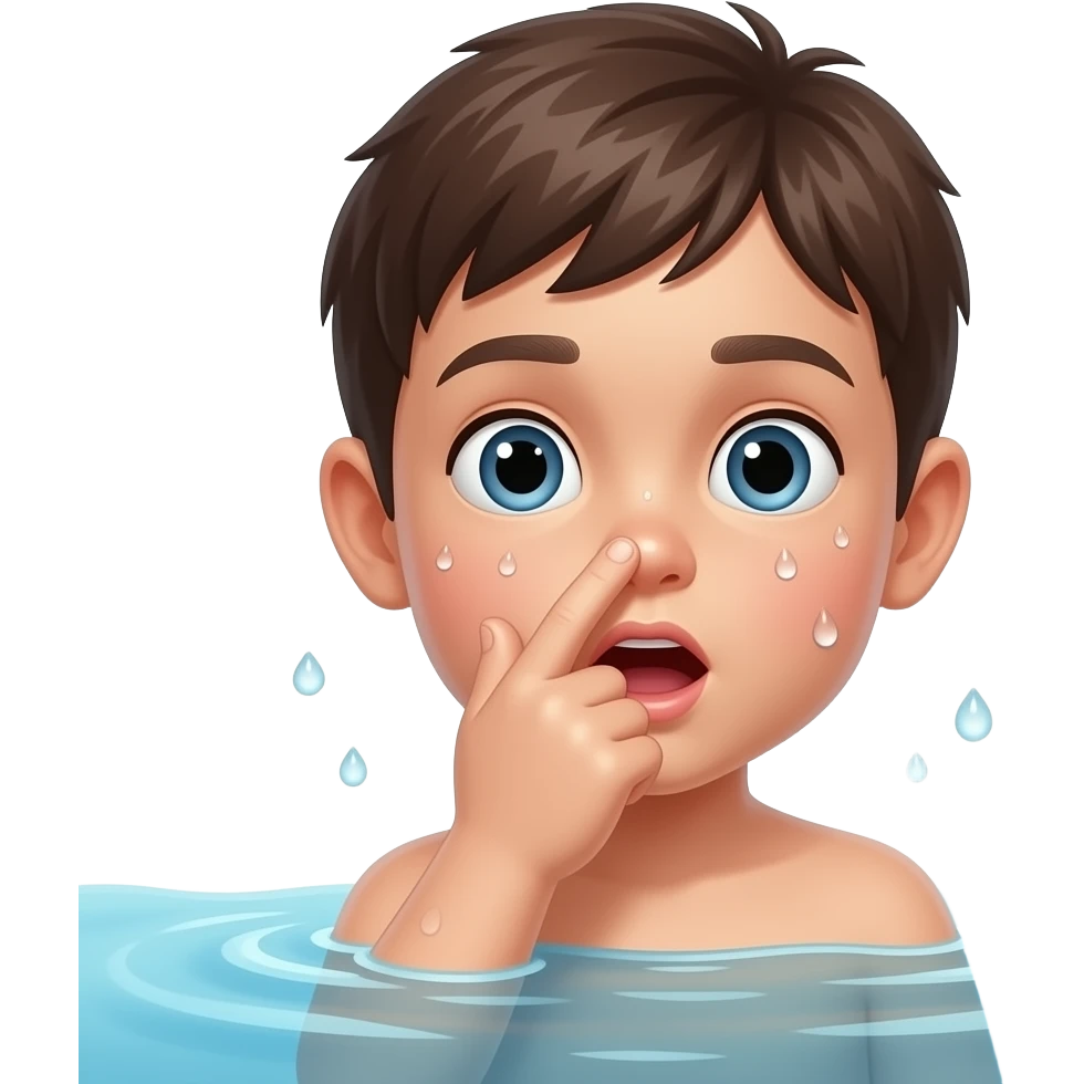 child covering mouth and holding nose underwater emoji