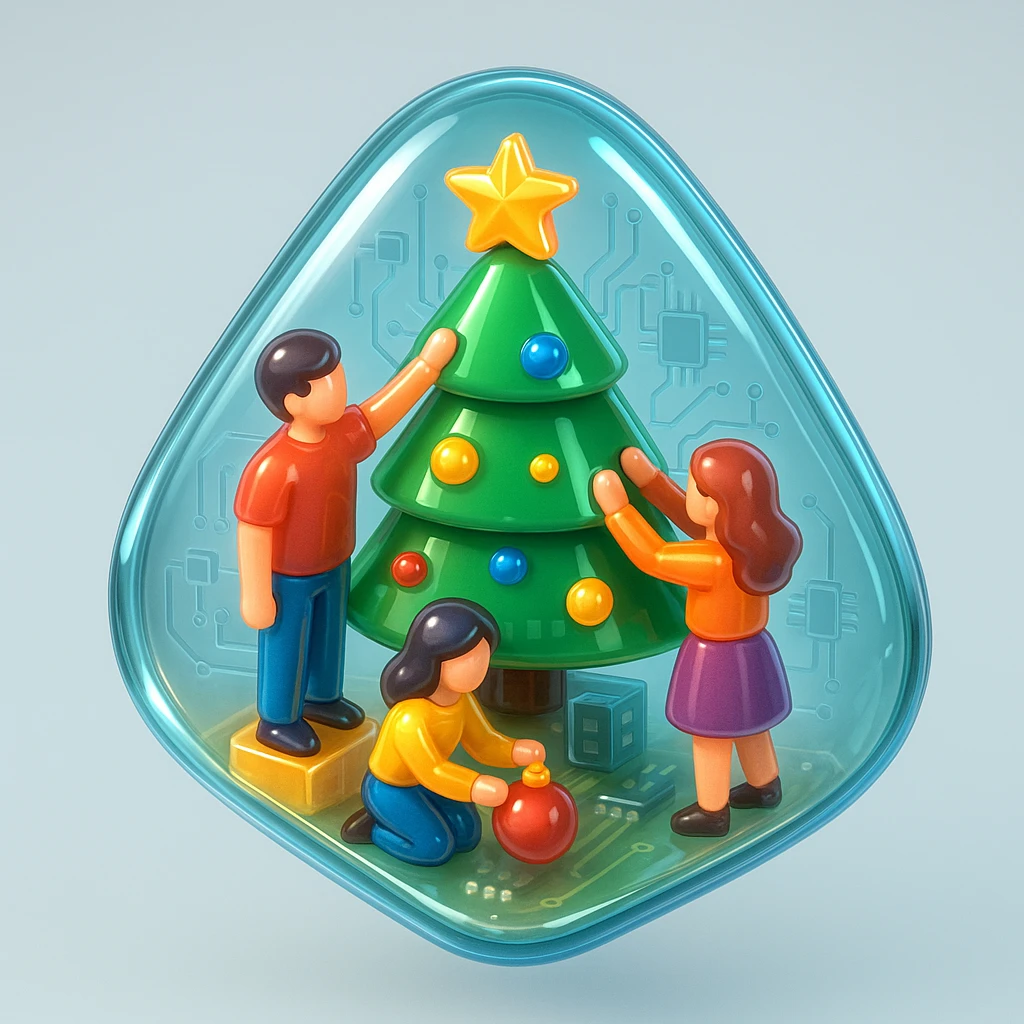 people decorating a Christmas tree emoji