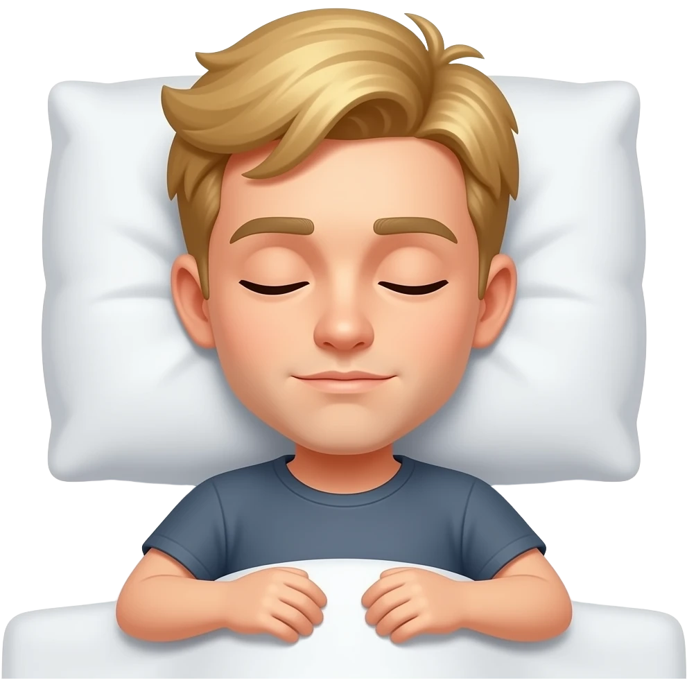 Sleeping in bed, blonde  hair and and a boner emoji