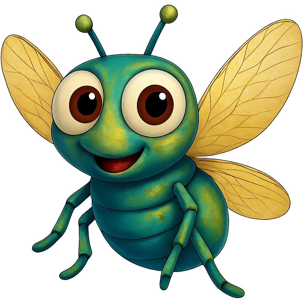 can you make the fly wings more yellowish like on a real fly, trasparent background and add the missing wing emoji
