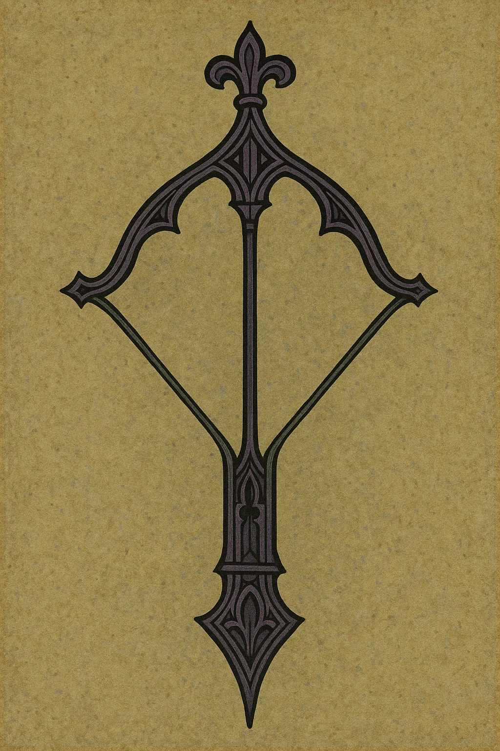 goth bow in gothic style, deep purple and black, intricate patterns, medieval gothic art emoji