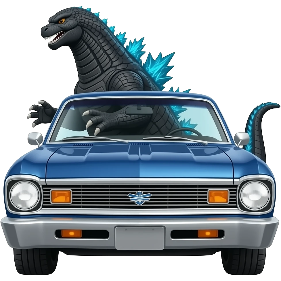 GODZILLA DRIVING 62 CHEVY II NOVA emoji