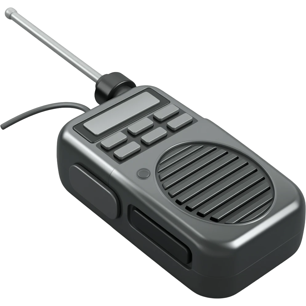 OLD BLACK TWO WAY RADIO WITH ANTENNA emoji