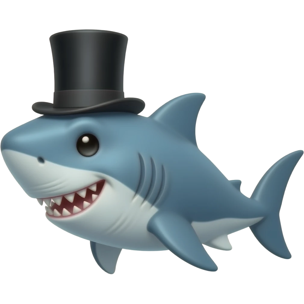 Shark with a top hat emoji