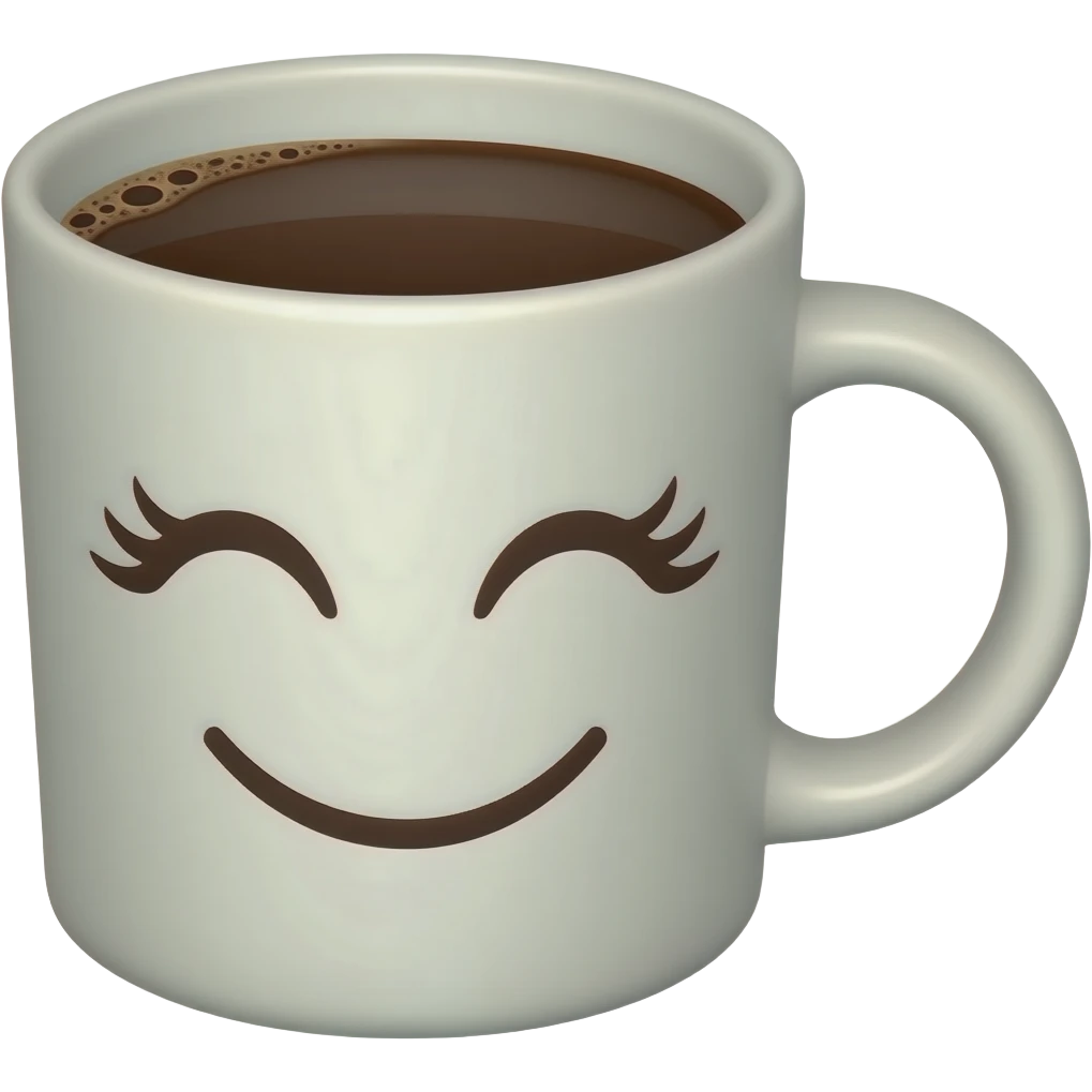 smiling coffee cup with lash emoji