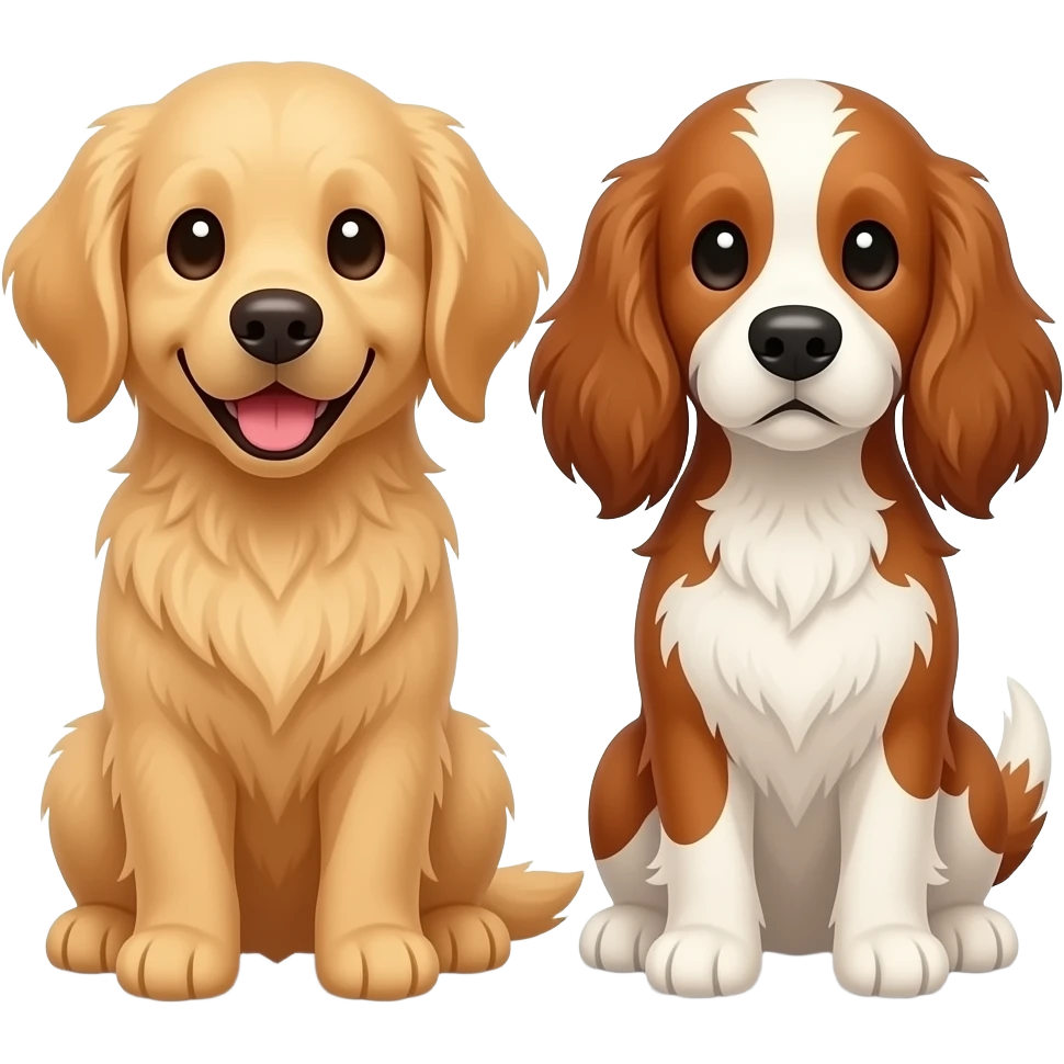 really cute golden retriever with a other really cute golden retriever that is mixed with a Irish setter emoji