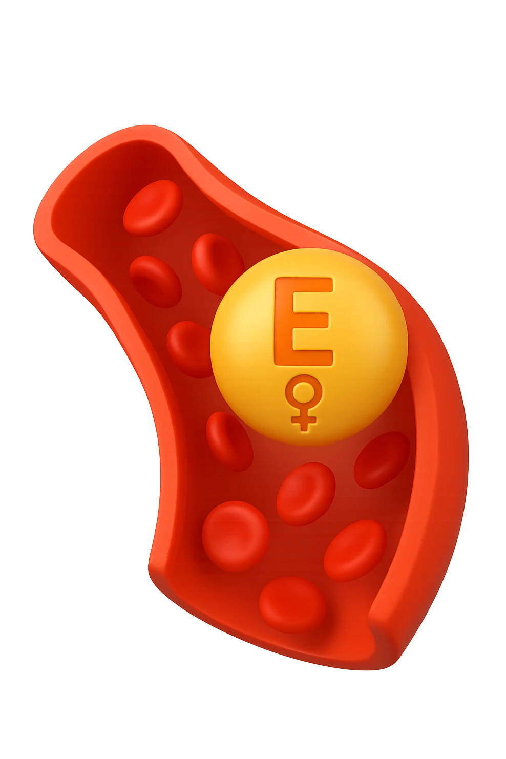 EMOJI STILE IPHONE 3D DI particelle di ormoni estrogeni che circolano in una vena umana emoji