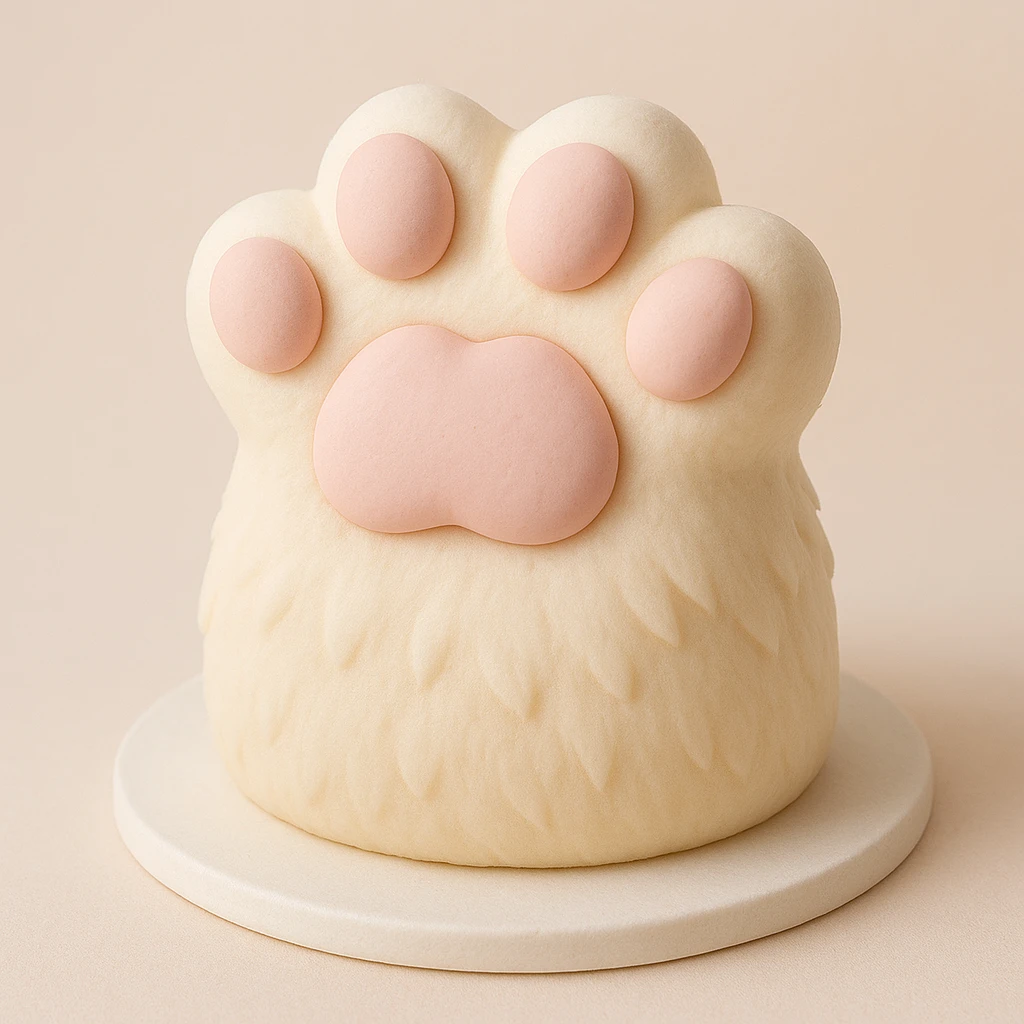 fluffy cat paw, fondant cake art style, smooth and sweet, dessert-like appearance emoji