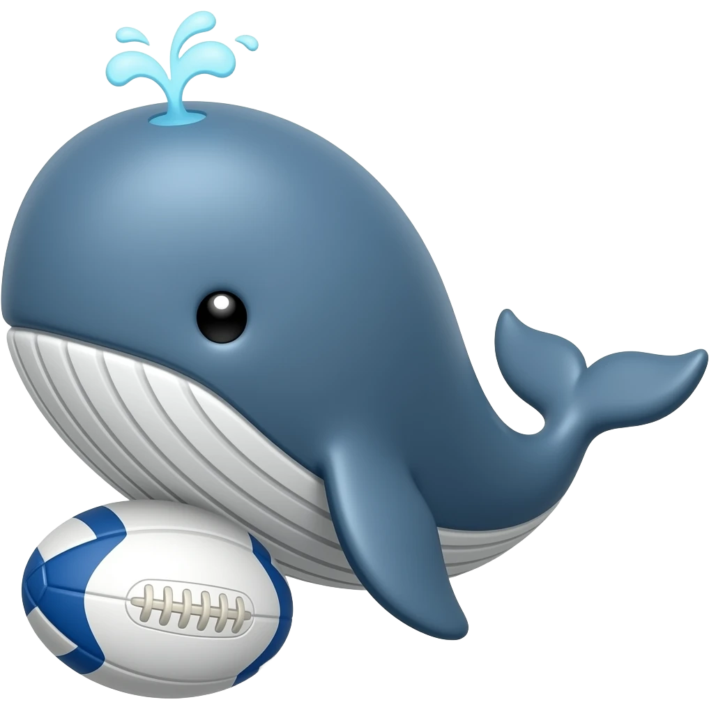 whale with a rugby ball emoji