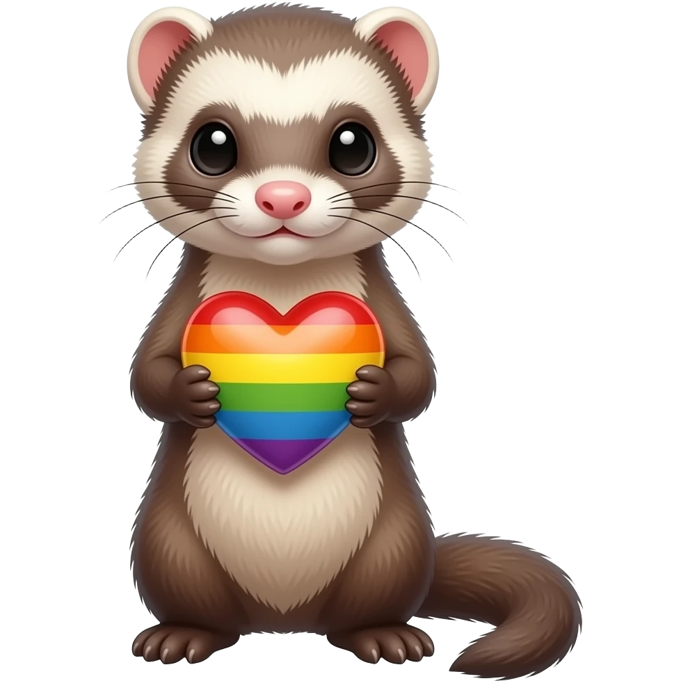 Ferret holding gay heart emoji