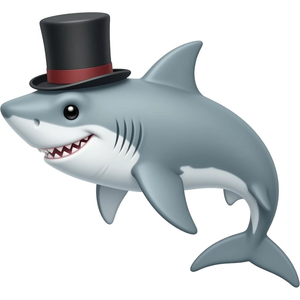 Shark with a top hat emoji