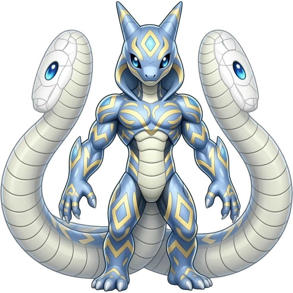 Shiny esoteric patterned Genet-Absol-Zeraora-Primagen-Python-fusion-creature emoji