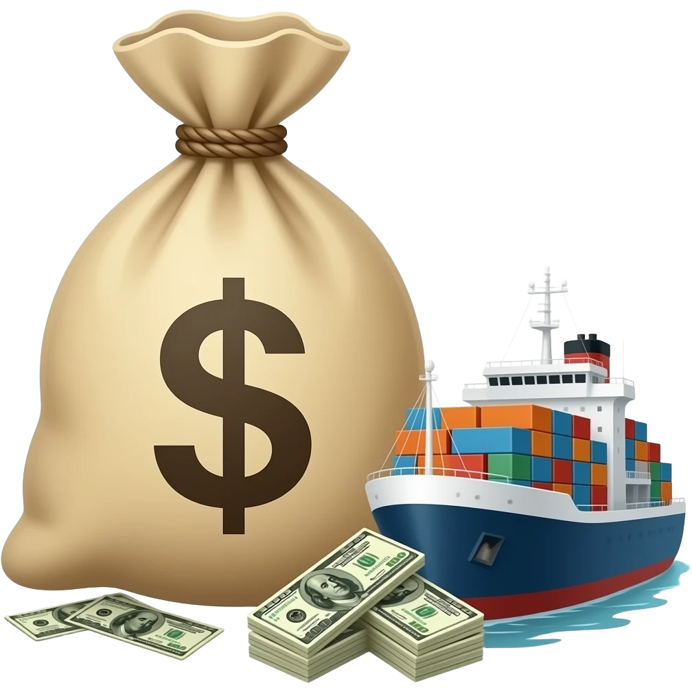 Dollars bag of money by the ship emoji