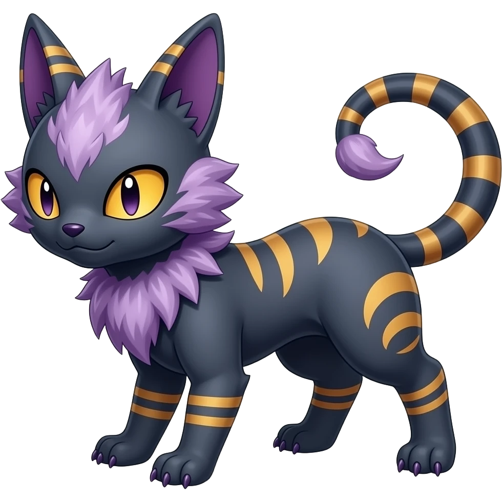 Badass Wisteria-colored Demonic Furret-Umbreon-Litten-Zorua-Pokémon emoji