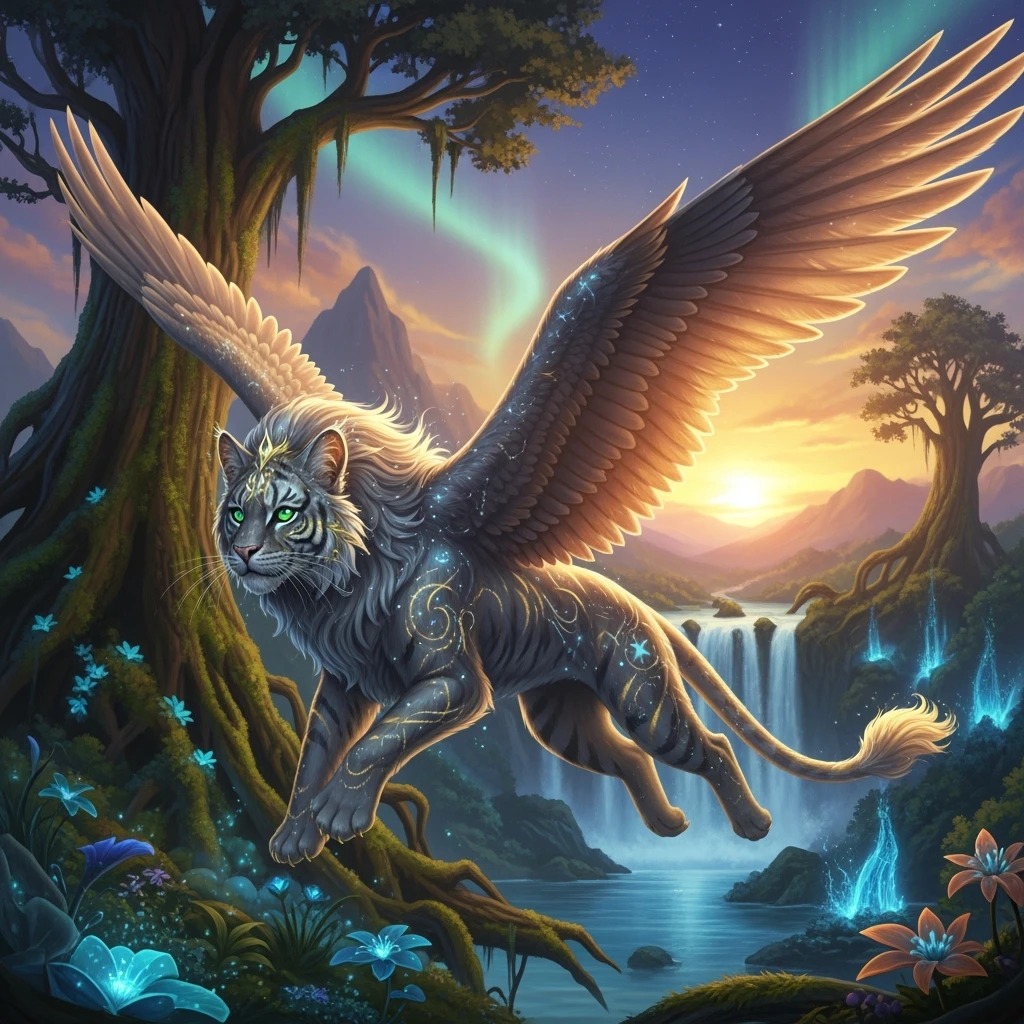 make a hyper realistic mythical cat creature emoji