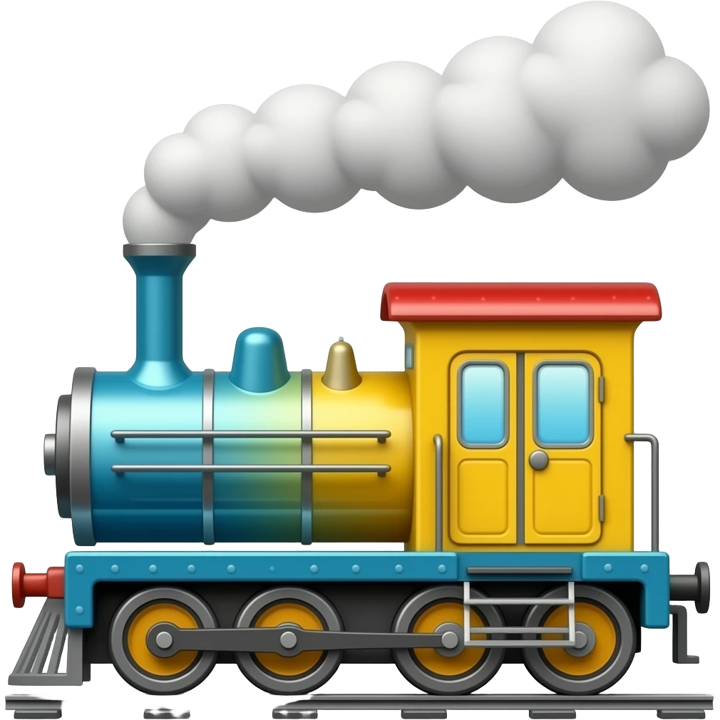 creatre a simple vibrant color train dont add more detail in it create this wiht side angle and add smoke emoji