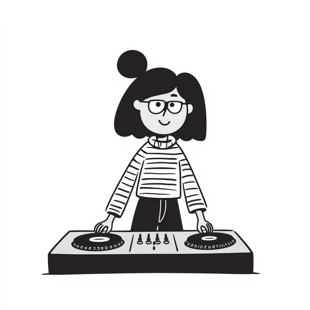 girl playing DJ set emoji