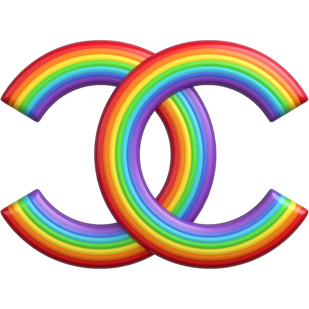 name "Chanel" in blue pink red 3D style typography lettering, each color of the rainbow as a border outlined around each letter, isolated, 3d rendering, no emoji icons no emoji faces and must have no human figures emoji