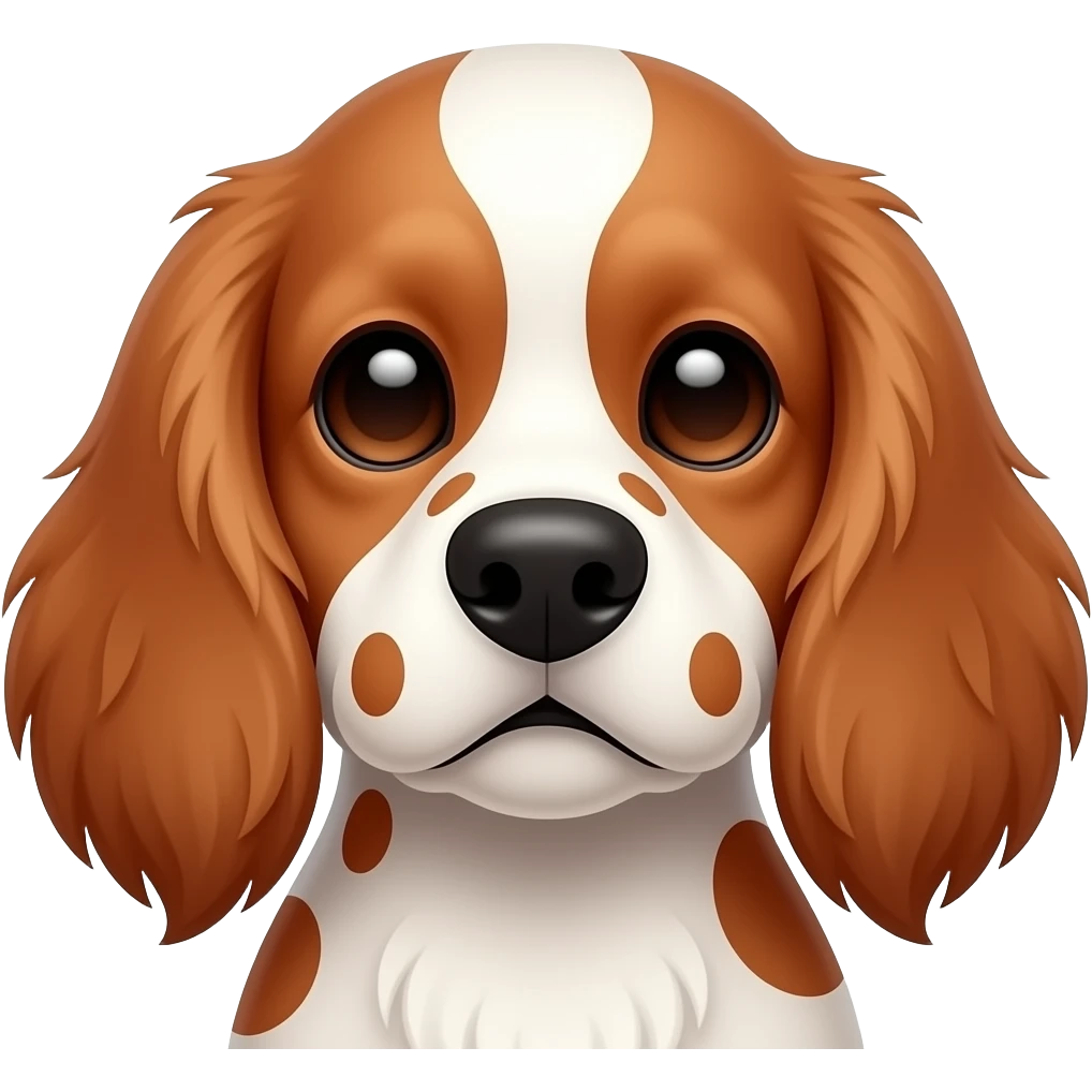 Cocker spaniel with big red and white SPOTS face emoji