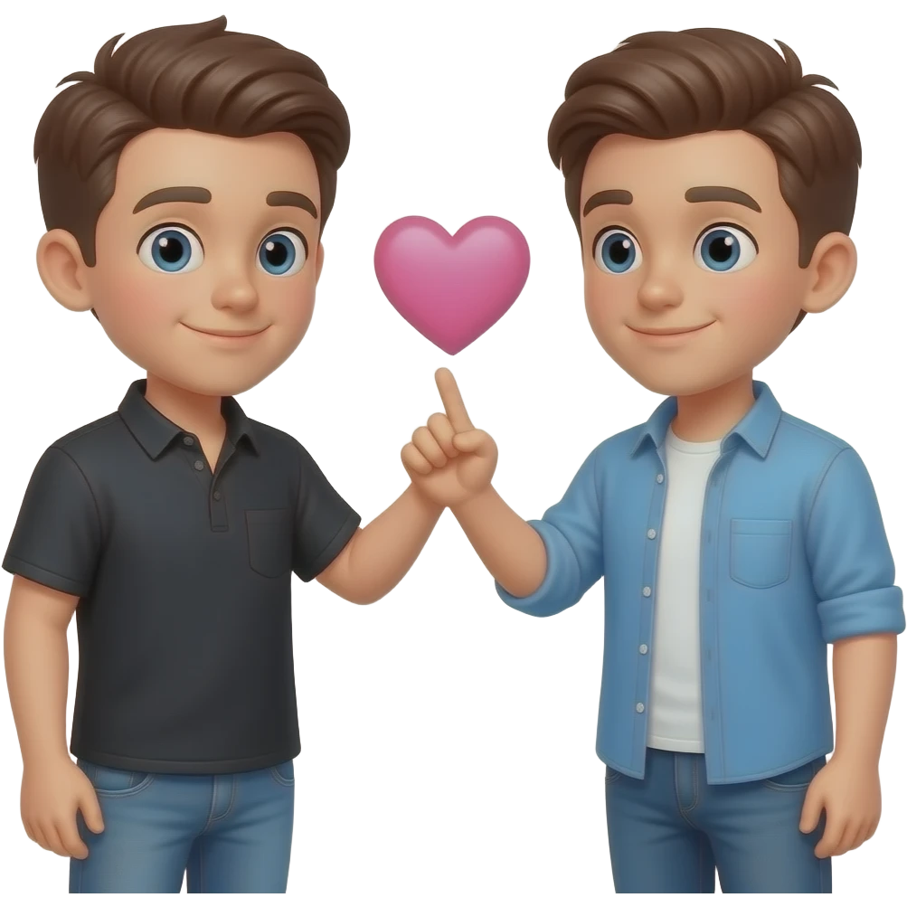 two boyfriends doing a pinky promise in love emoji