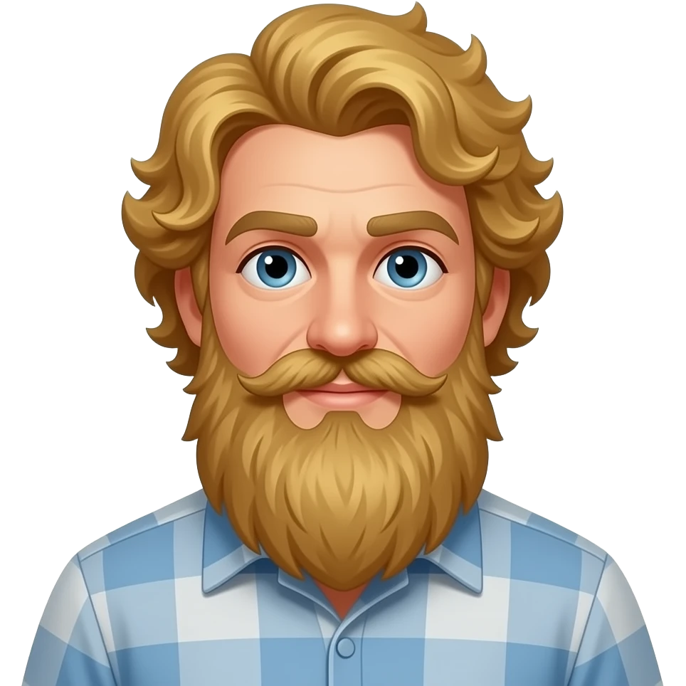 a guy with goldden curly hairs and long mostache emoji