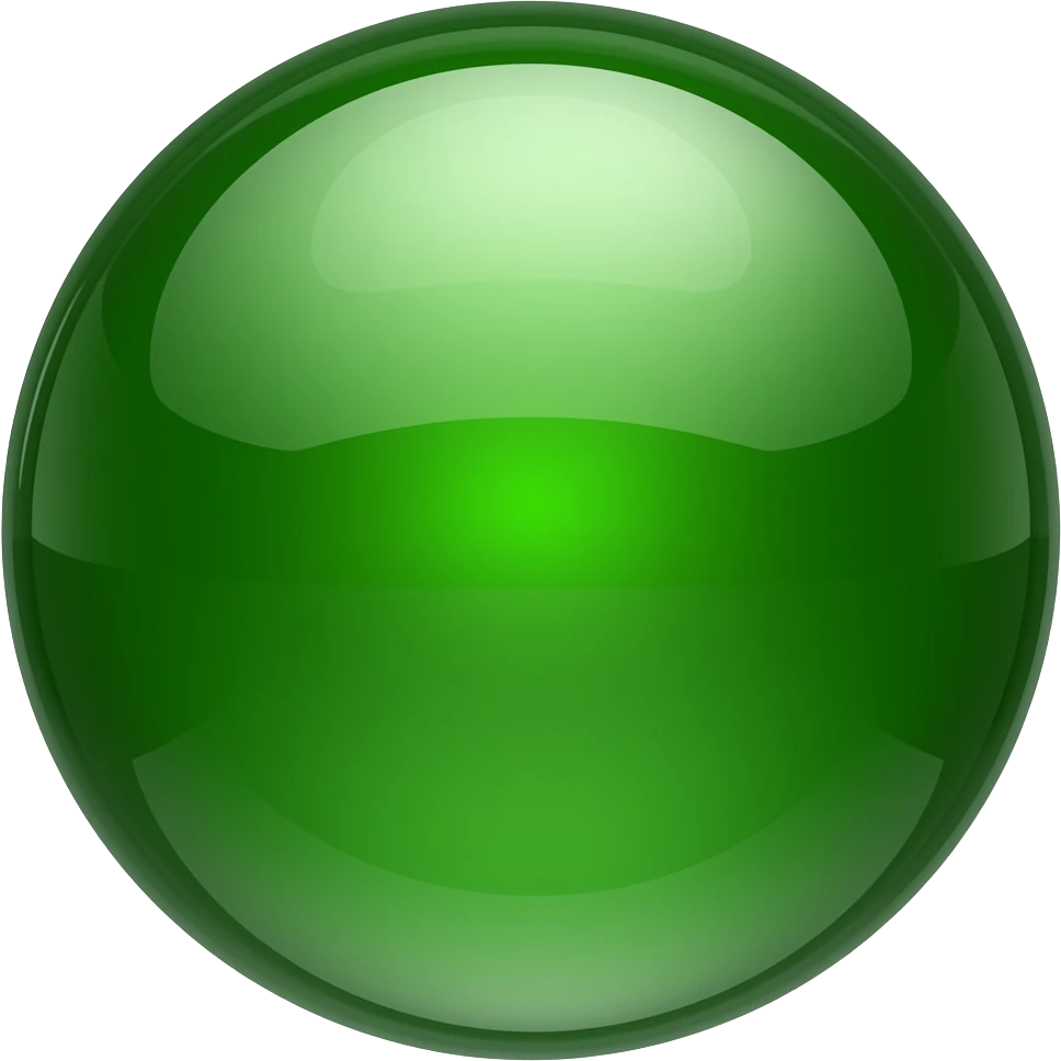 a 3D green shiny reflective sphere emoji