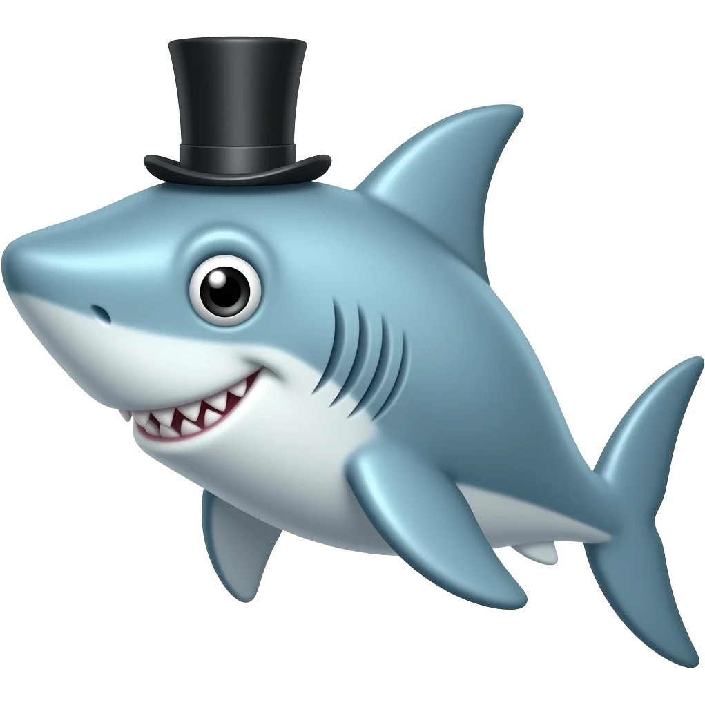 Shark with a top hat emoji