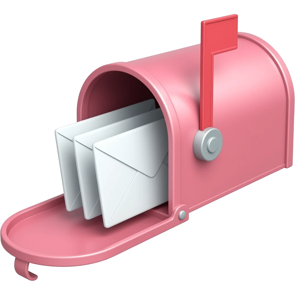 light pale pink open mailbox with envelopes emoji