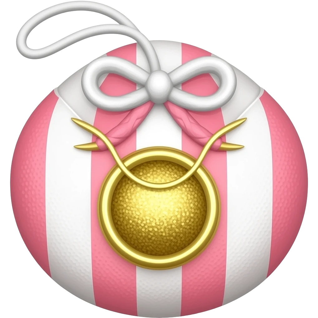 Pastel pink and white Japanese Shinto omamori charm with shiny glittery gold emoji