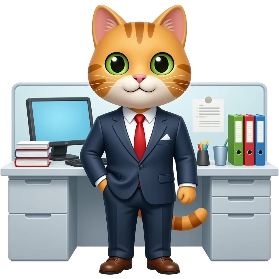 cat in office boss emoji