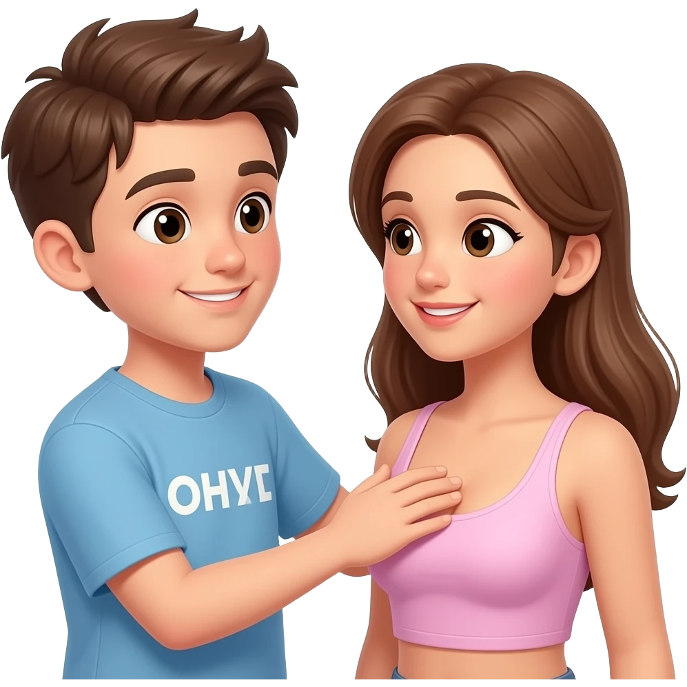 boy touching girls boobs emoji