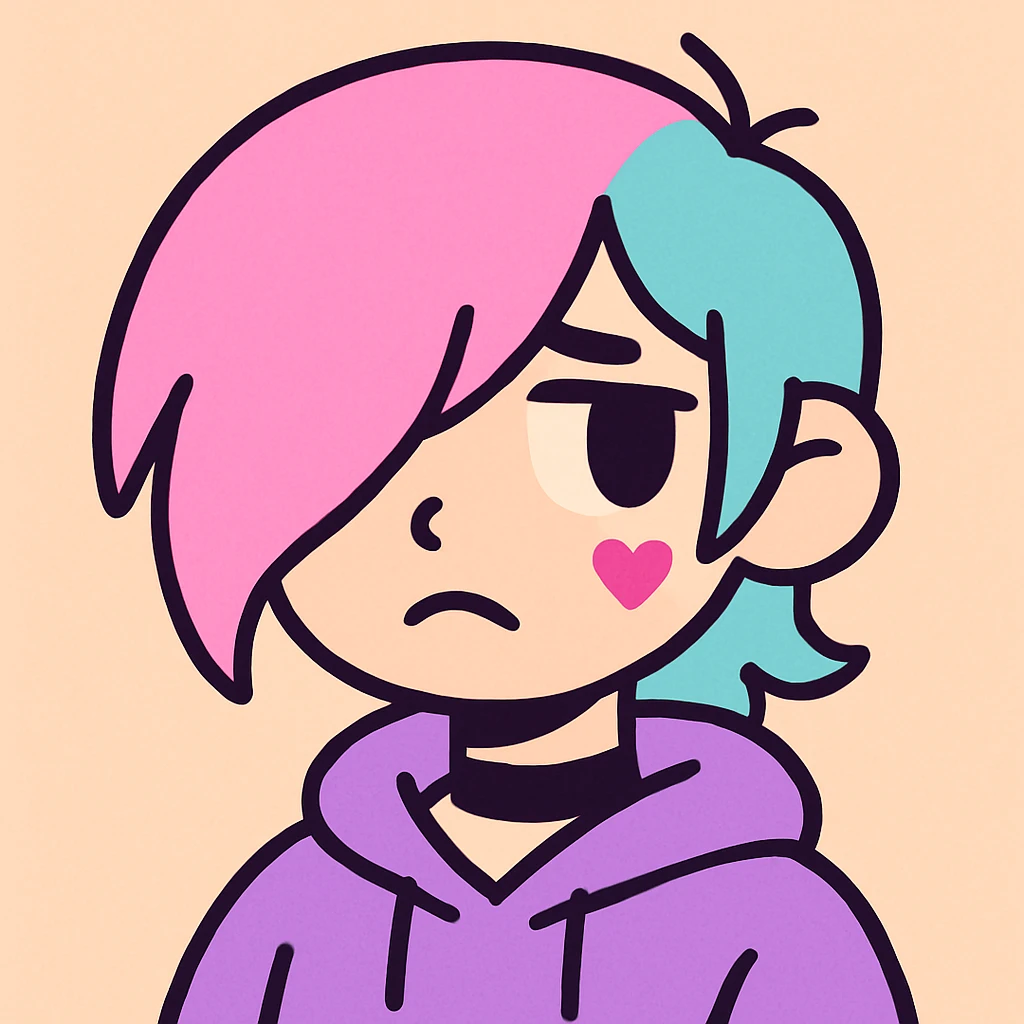 pastel emo profile picture with a heart accent, cute, expressive, minimal emoji