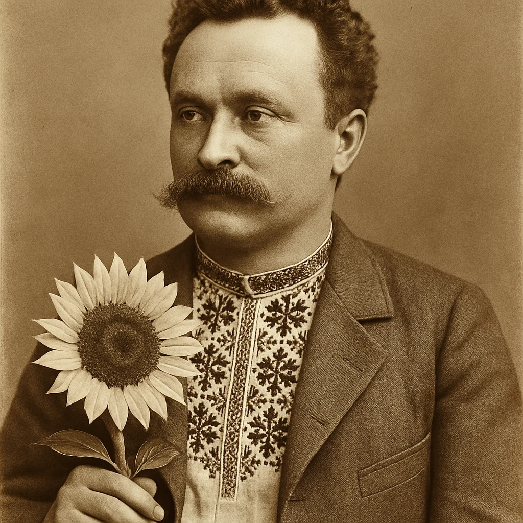 holds a sunflower in his hand emoji