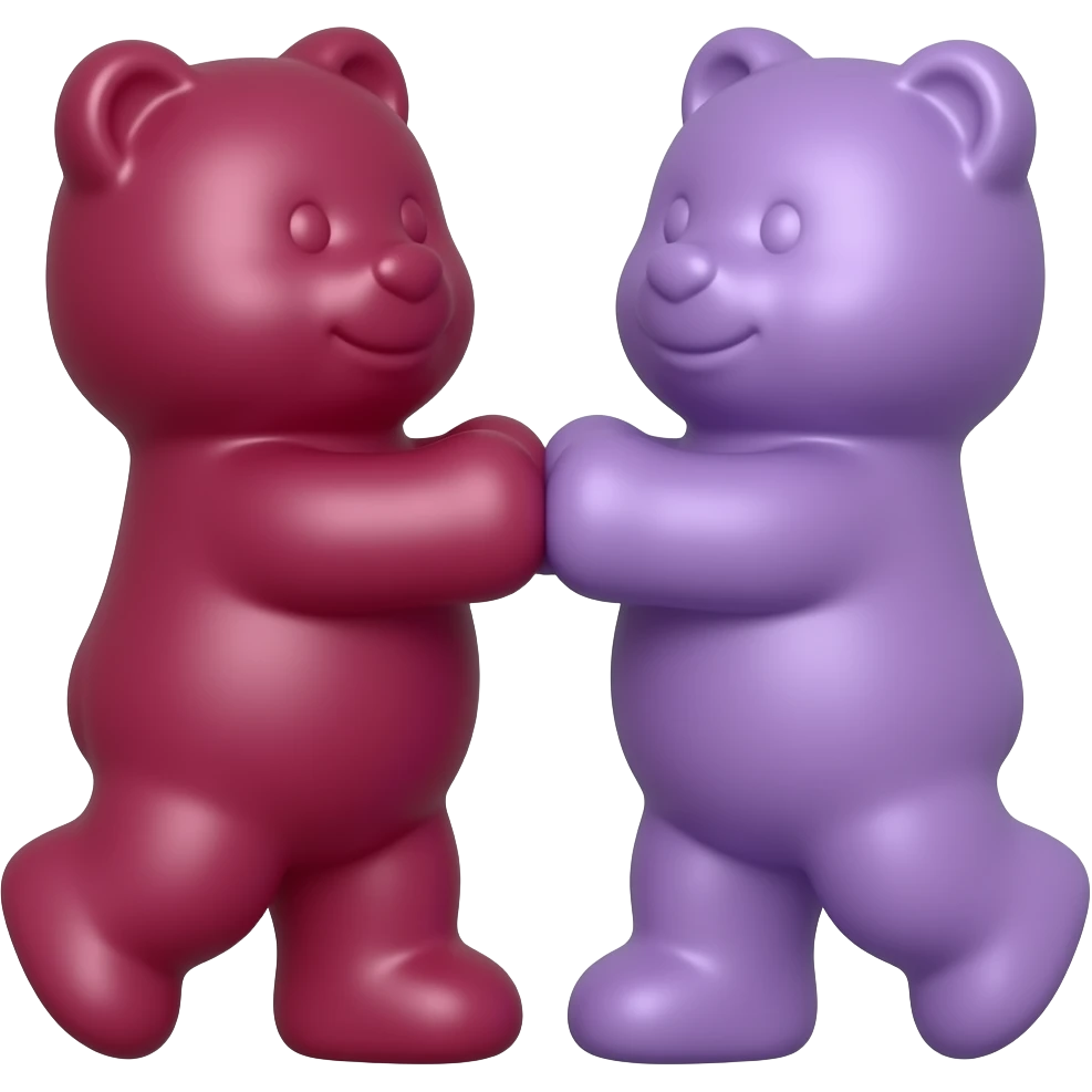 Dark Red and Light purple gummy bear pair dancing emoji