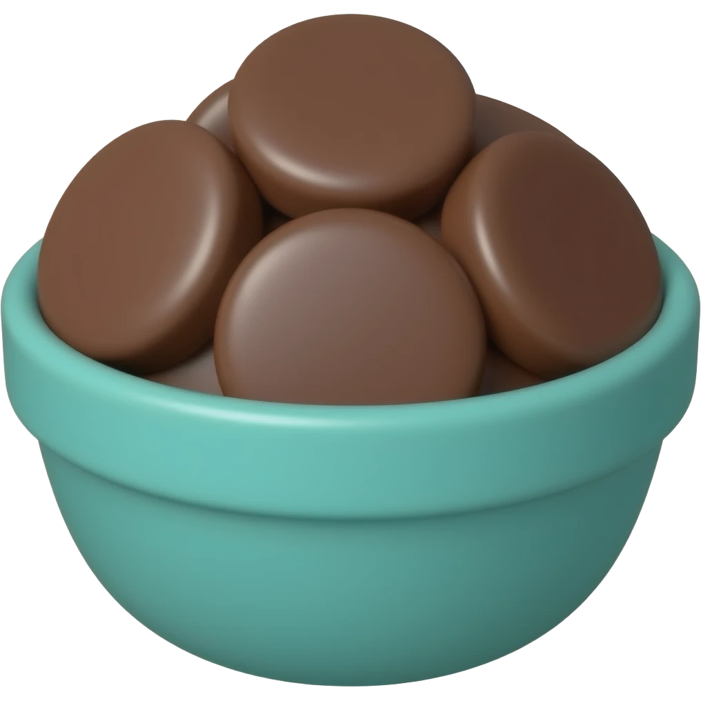 super realistic small teal bowl of chocolate circles emoji