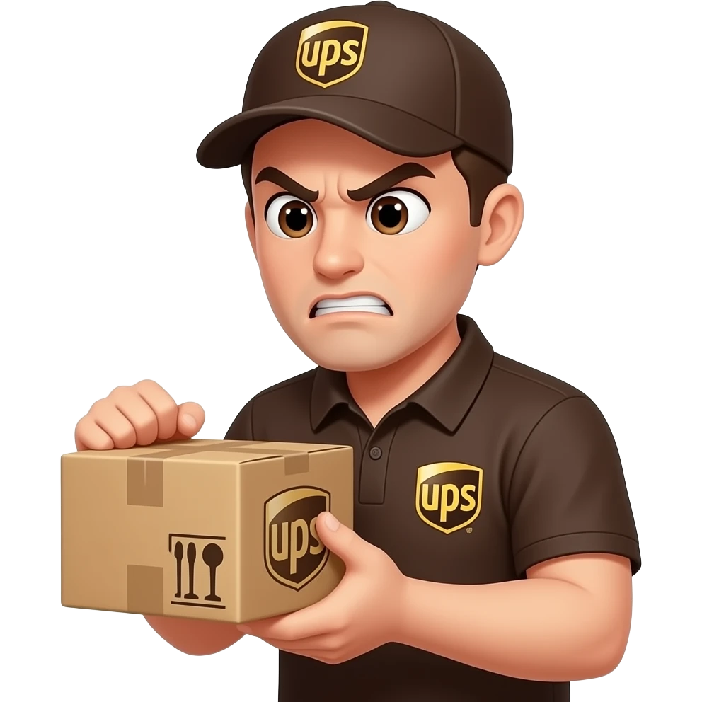 Delivery man angry from a Ups pakket emoji