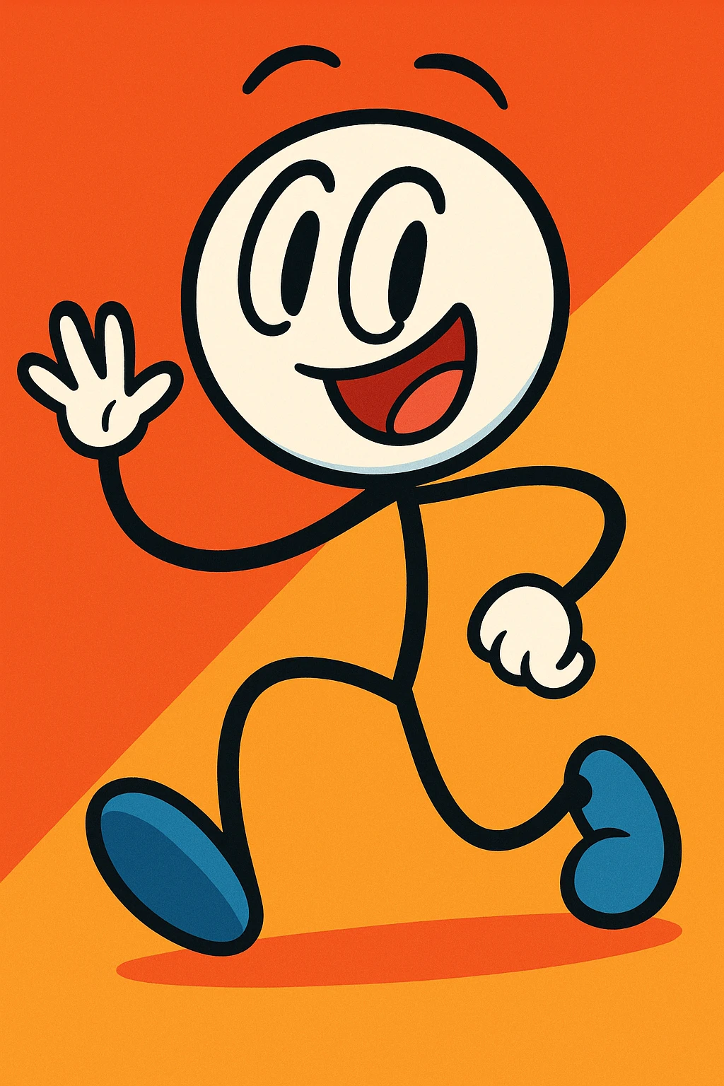 Henry Stickmin character, cartoon style, stick figure with big eyes, playful expression emoji