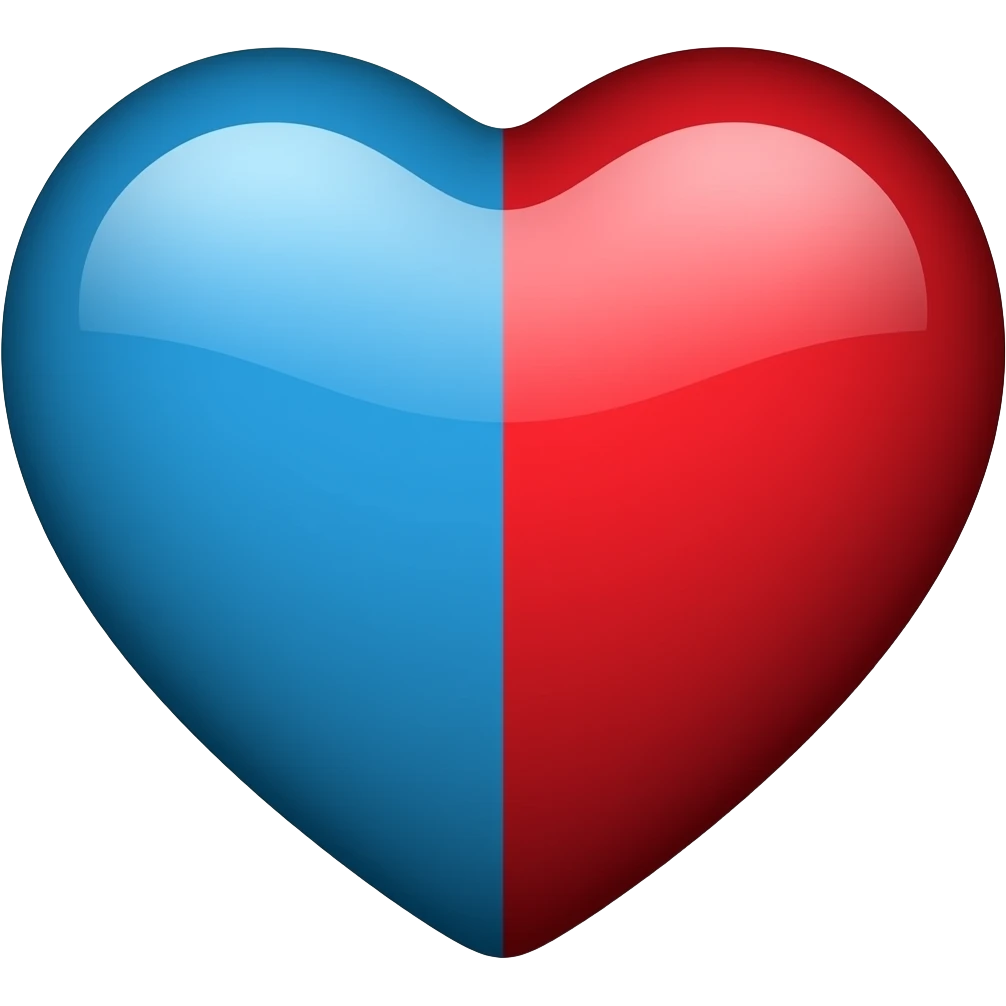 Corazon mitad azul y mitad rojo para copiar y pegar emoji