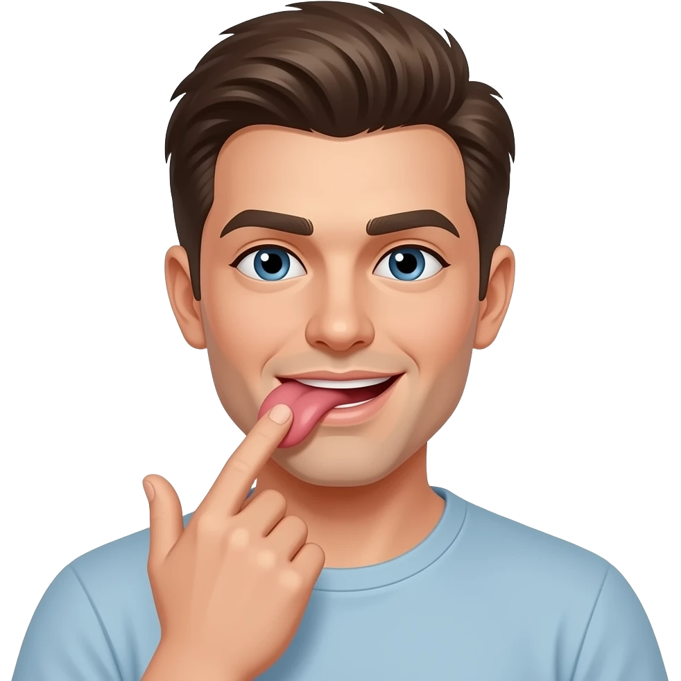Male licking hand emoji