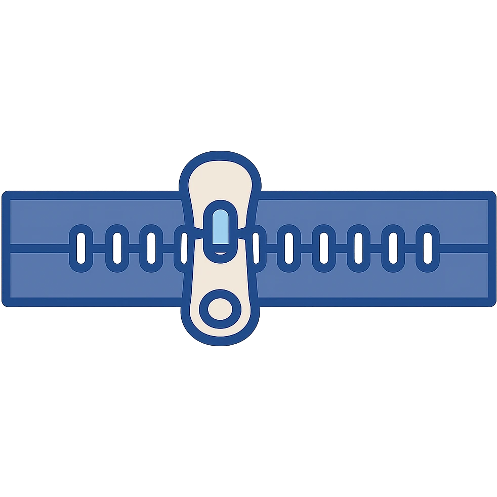simple horizontal zipper, flat color clip art style, minimal emoji