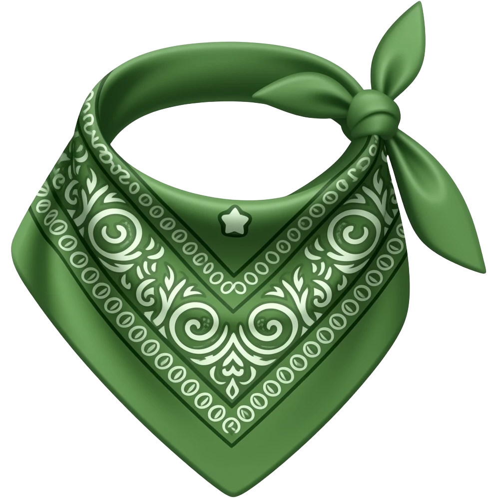 green tied bandana without any ornaments, just plain green color emoji